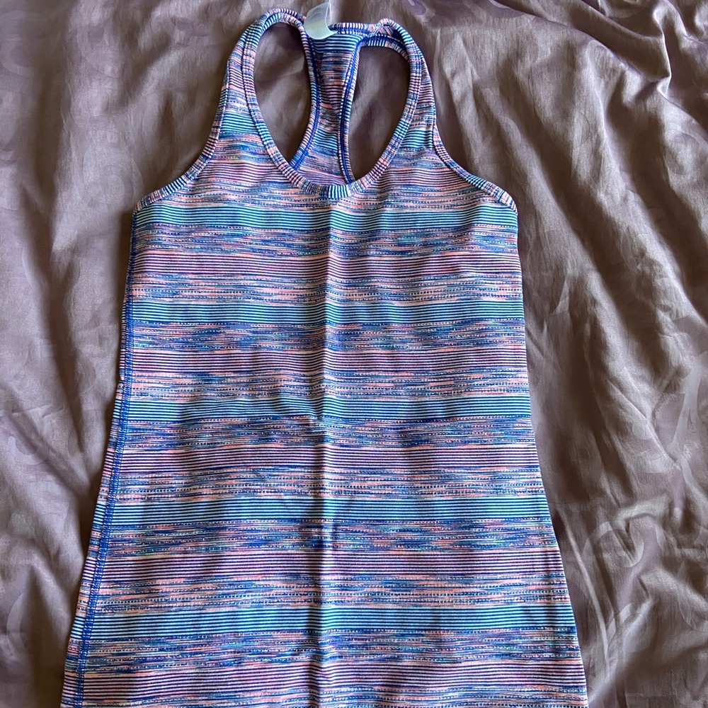 Ivivva tank top in blue purple and pink stripes